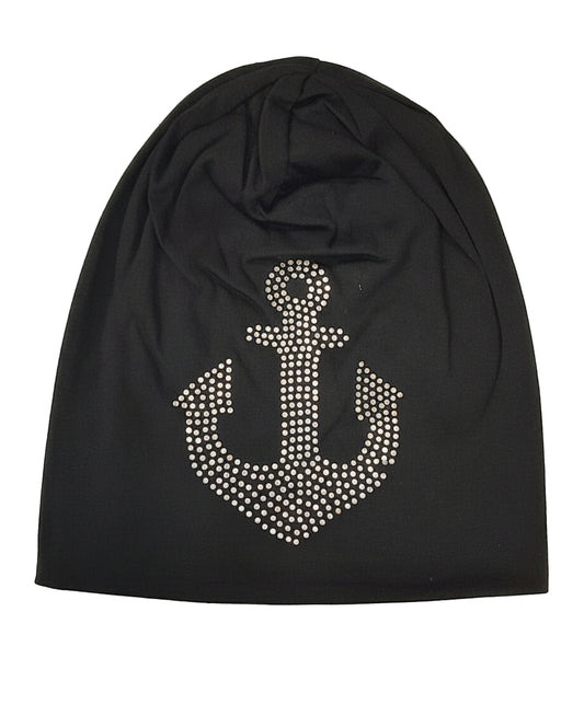 Beanie mit Glitzeranker, dünn