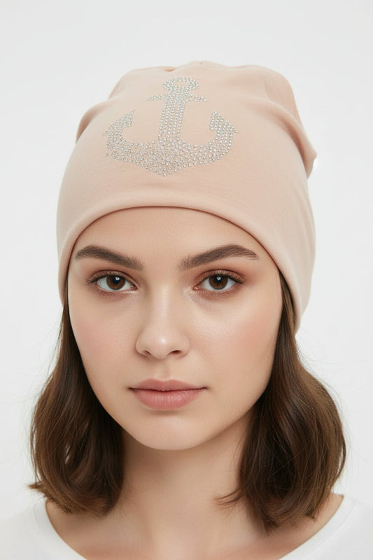 Beanie mit Glitzeranker – Maritime Mütze Unisex - Folad Home & Style