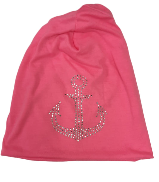Leichte Beanie mit Glitzeranker – Maritime Mütze für kühle Tage - Folad Home & Style