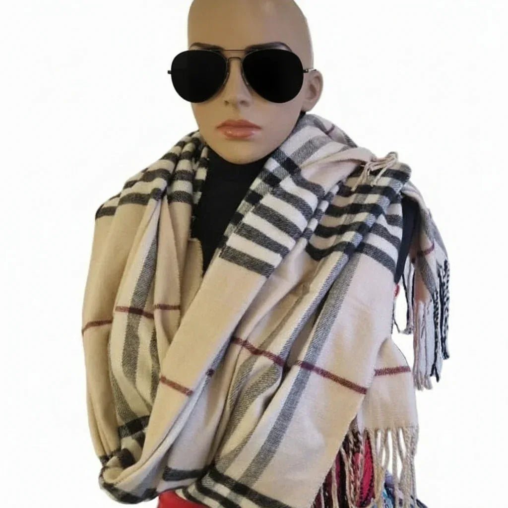 Damenschal Karomuster Rot - Schwarz - Weiß – Weich & Warm - Folad Home & Style