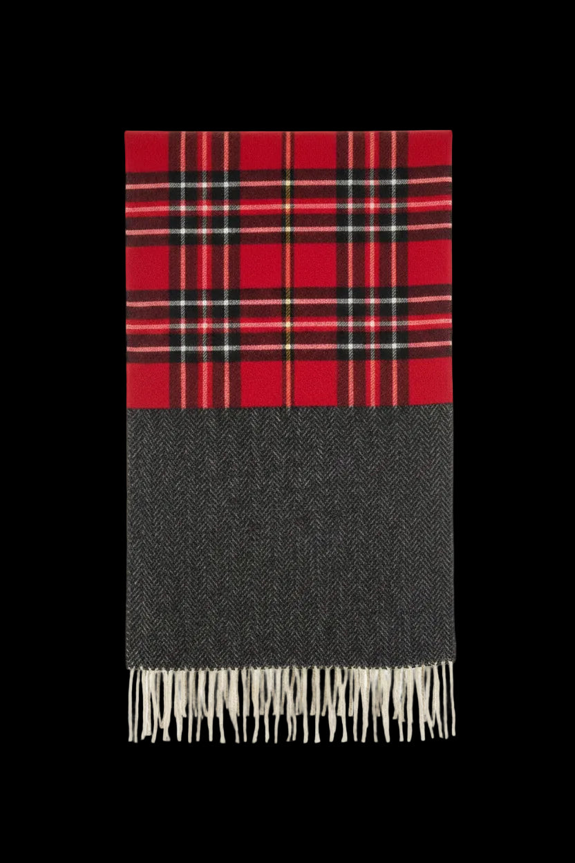 Schal Rot kariert mit Fransen – Warm & Elegant - Folad Home & Style
