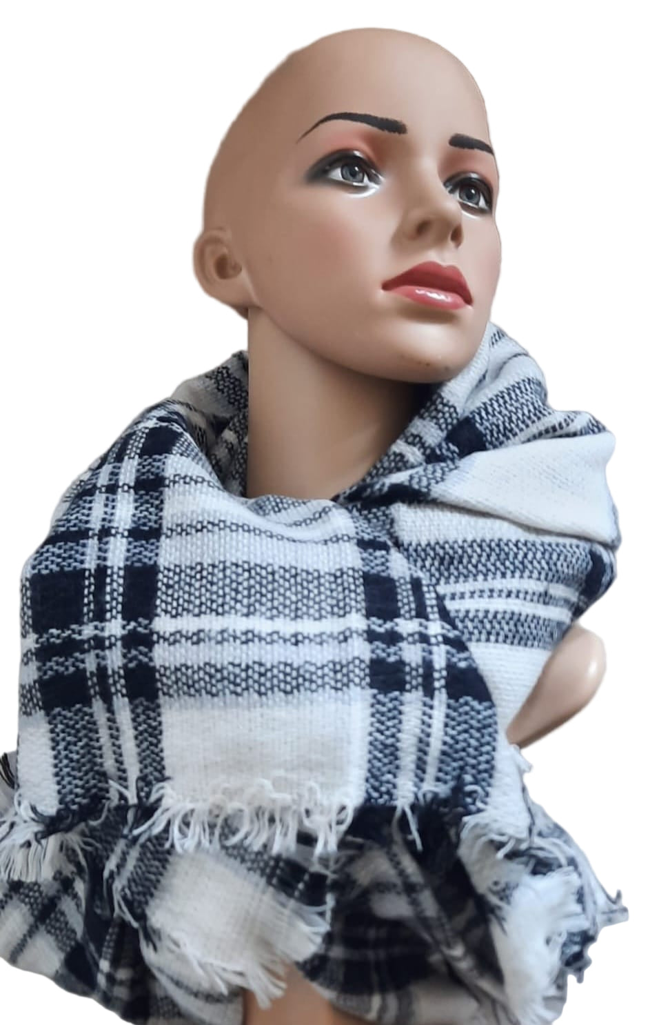 Warmer Winterschal mit Karomuster in Schwarz und Weiß