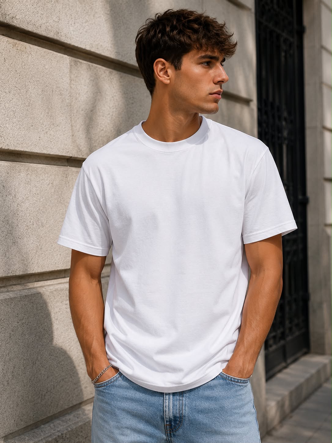 Herren T-Shirt Weiß – Regular Fit, atmungsaktiv, Folad Home & Style