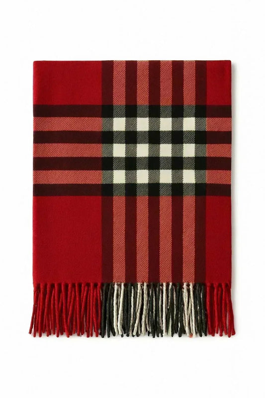 Damenschal Karomuster Rot - Schwarz - Weiß – Weich & Warm - Folad Home & Style