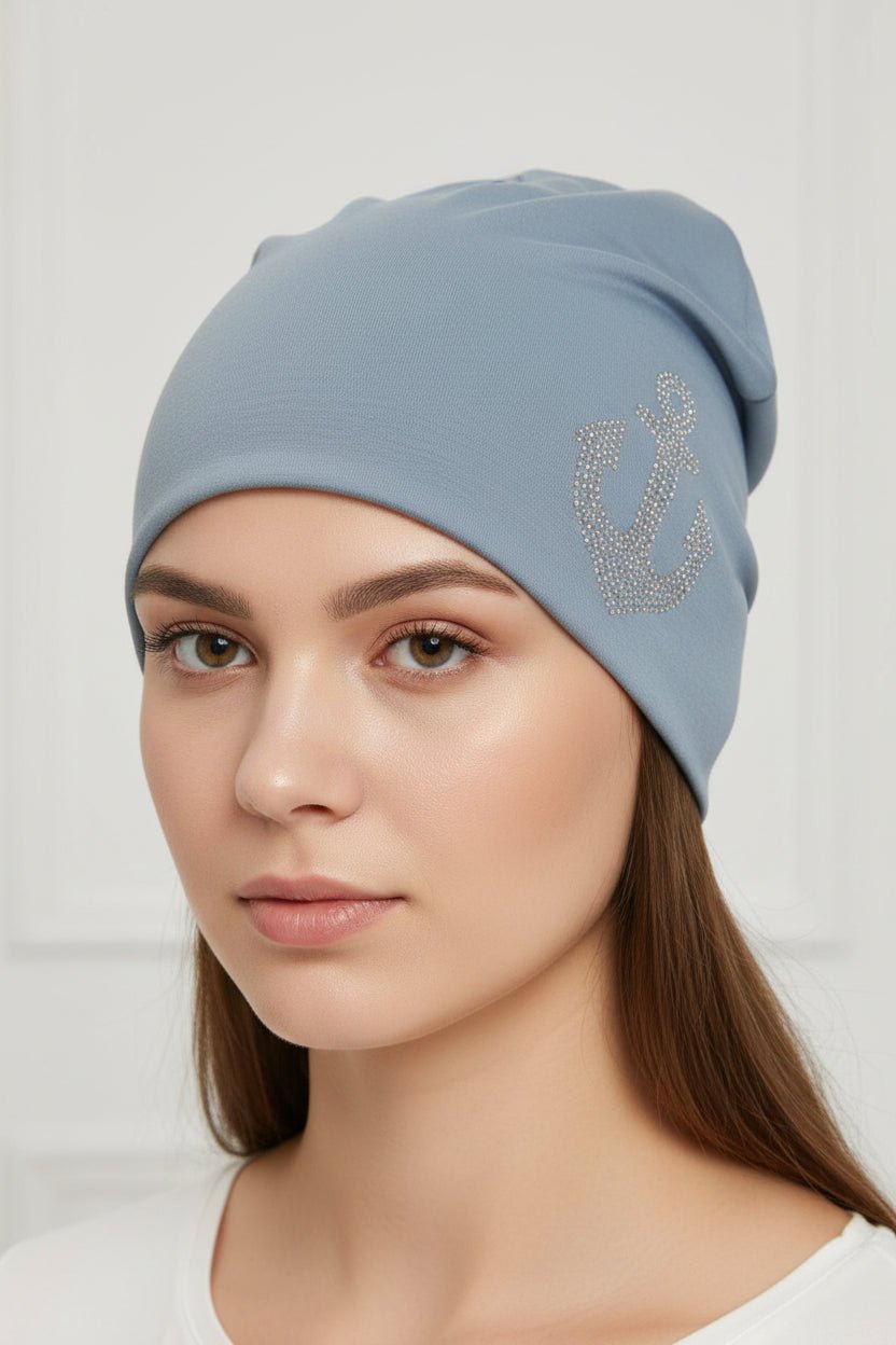 Beanie mit Glitzeranker – Maritime Mütze Unisex - Folad Home & Style