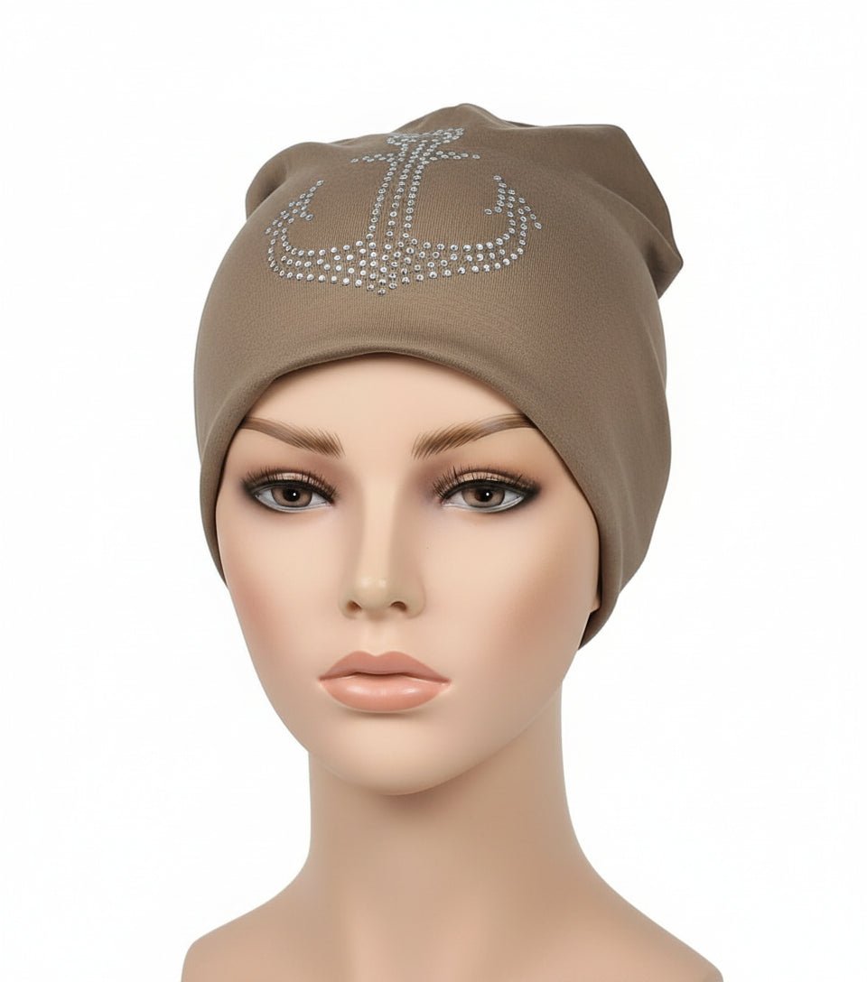 Beanie mit Glitzeranker – Maritime Mütze Unisex - Folad Home & Style