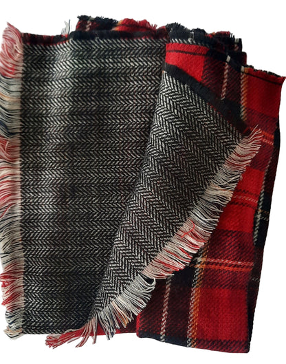 Damenschal Schottenmuster – Rot - Schwarz, dick & warm - Folad Home & Style