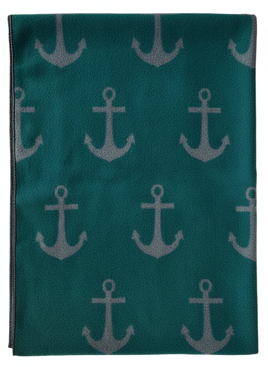 Wendeschal Ankermotiv Maritim – XXL Winterschal Blau - Weiß - Folad Home & Style