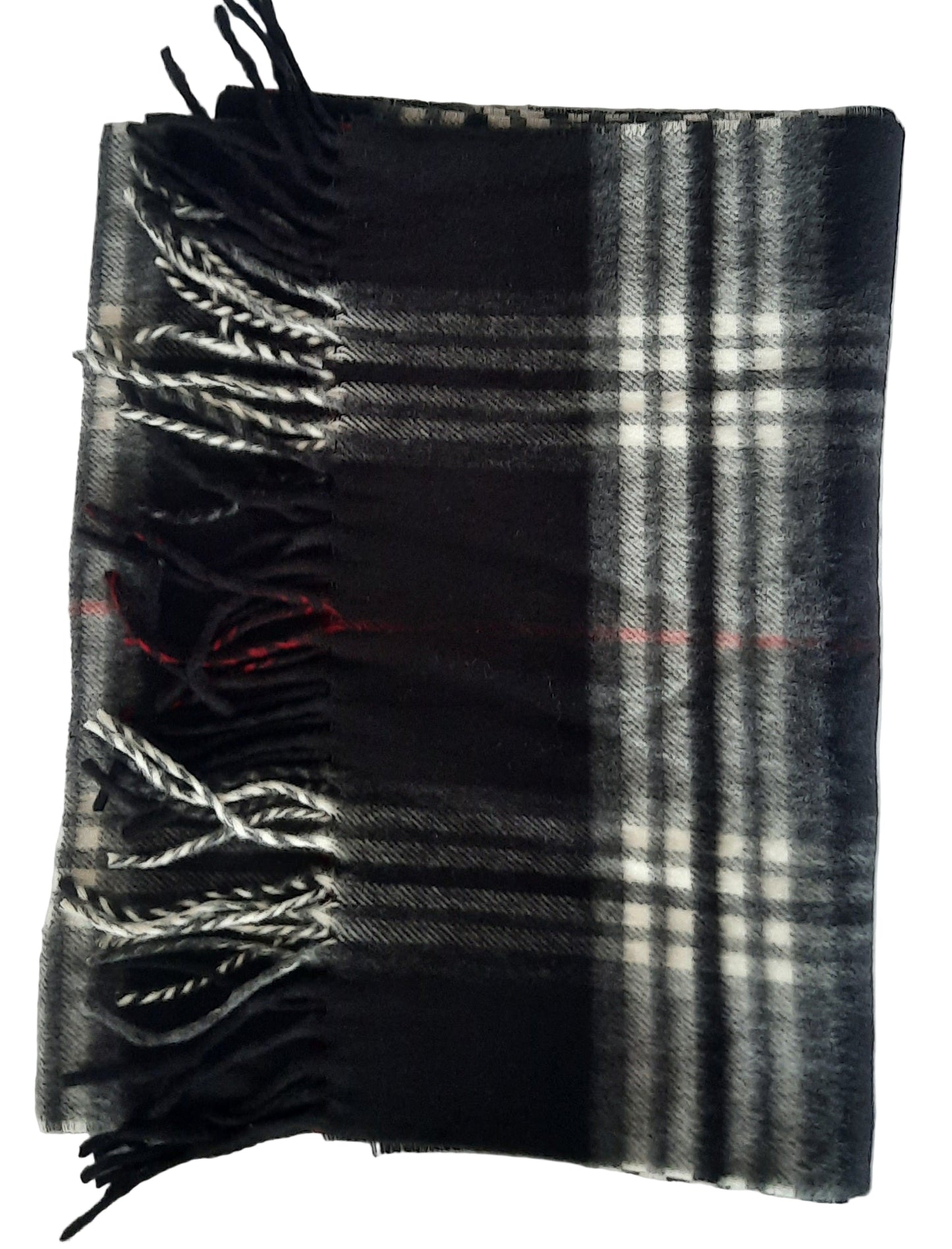 Damenschal mit Karomuster in Schwarz und Weiß, Rot, Cashmere-Feeling