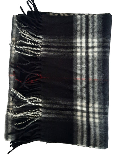 Damenschal mit Karomuster in Schwarz und Weiß, Rot, Cashmere-Feeling