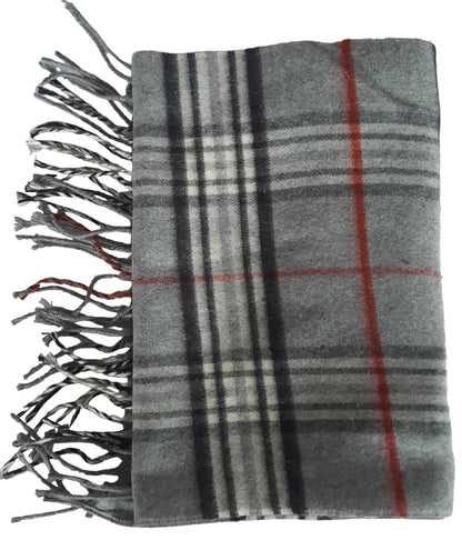 Damenschal mit Karomuster in Grau, Schwarz und Rot, Cashmere-Feeling