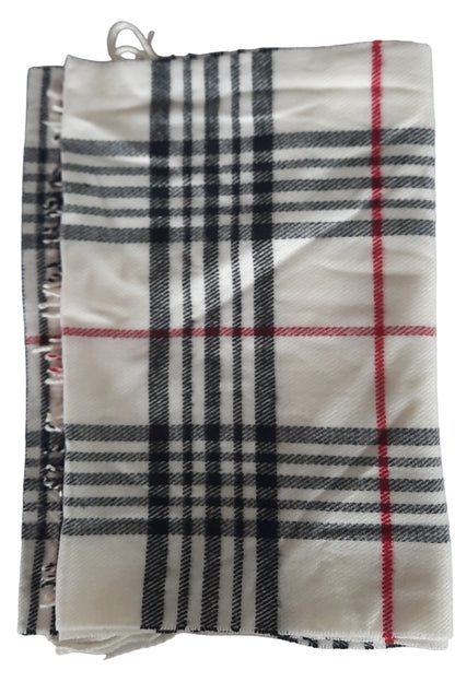 Damenschal mit Karomuster in Rot, Schwarz und Weiß, Cashmere-Feeling