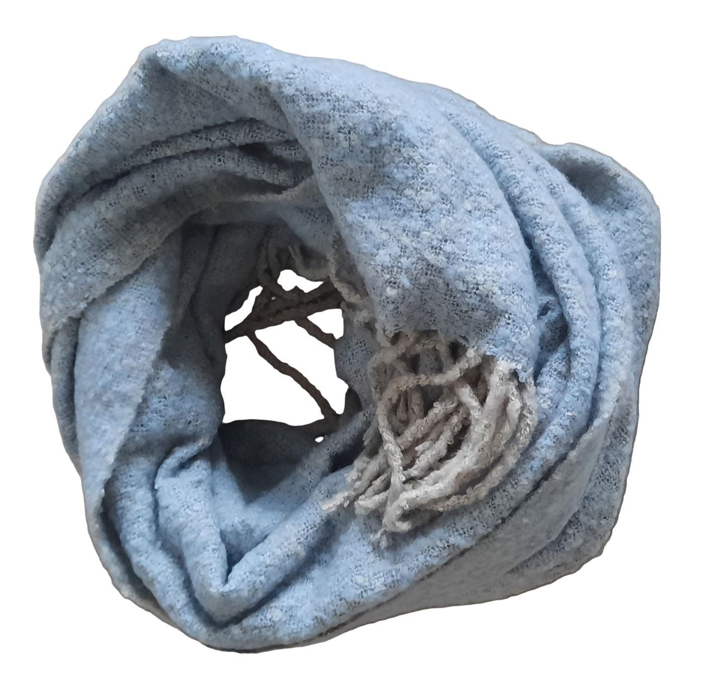 Trendiger Winterschal in Hellblau mit Fransen - Folad Home & Style