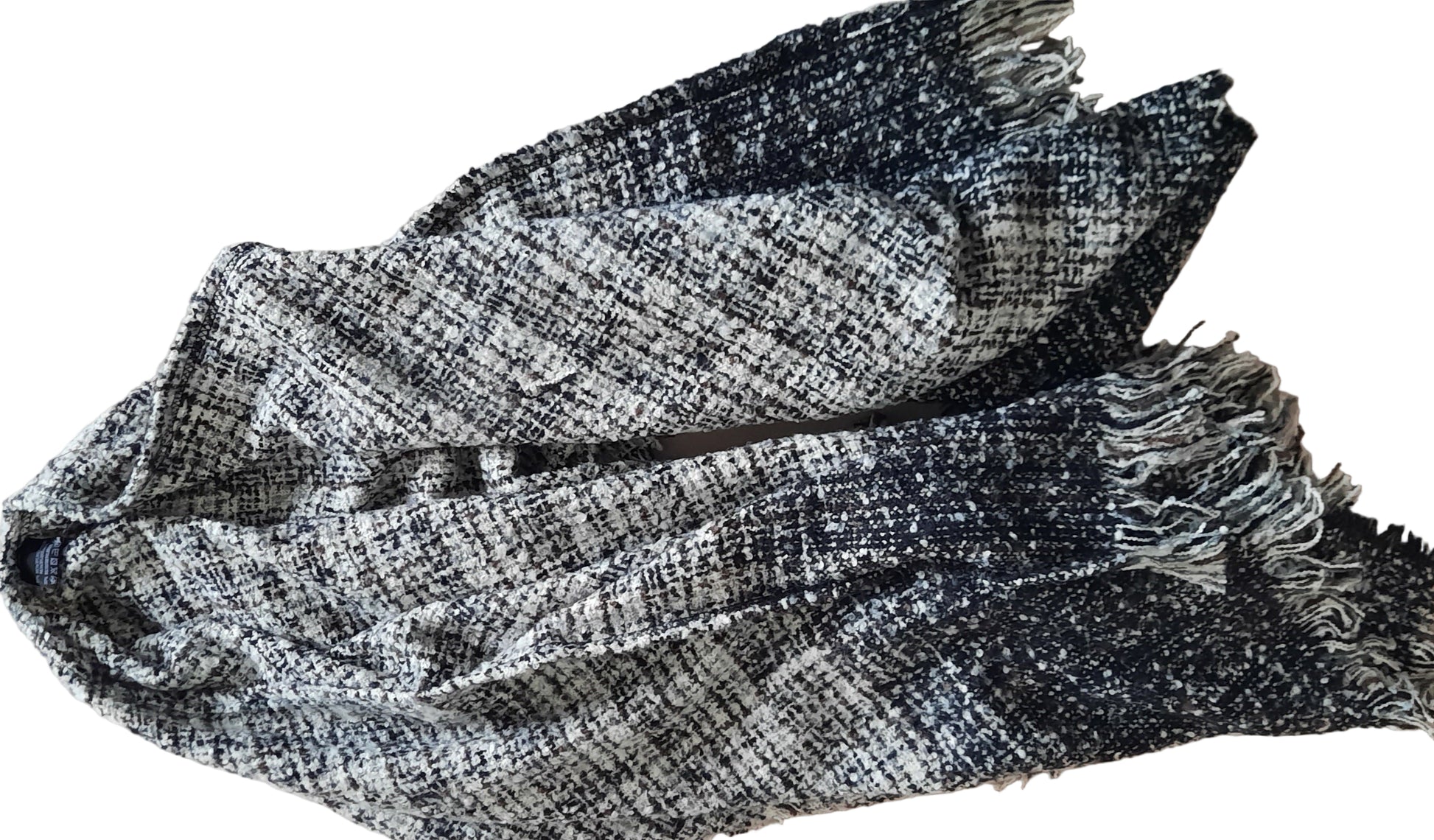 Flauschiger Poncho Schwarz - Grau – Warm & Stylisch für Winter - Folad Home & Style