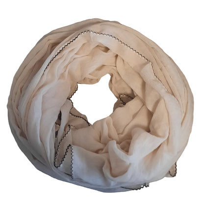 Schal mit brauner Umkettelung, 140x220cm