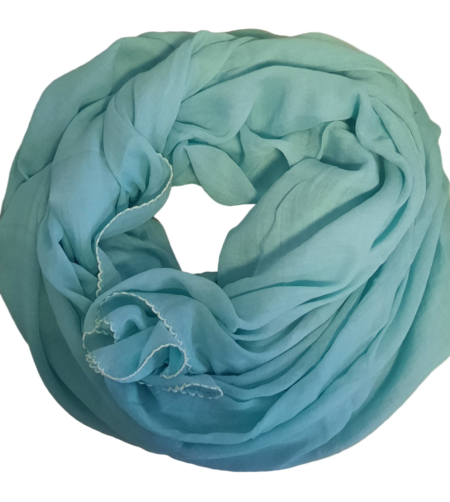 Schal mit weißer Umkettelung, 140x220cm