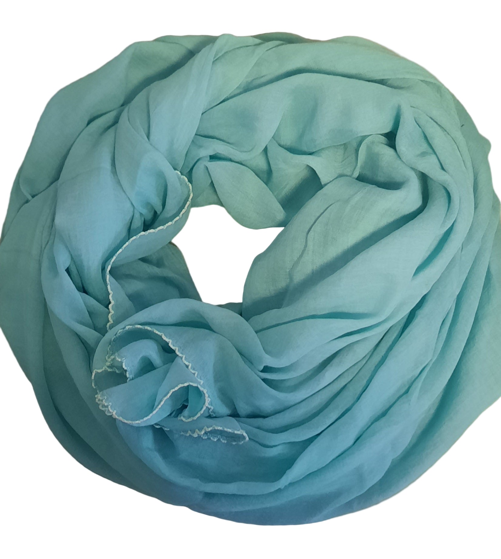 Schal mit weißer Umkettelung, 140x220cm