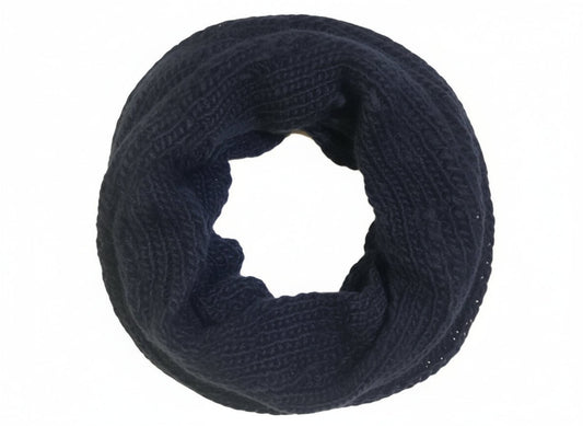 Schwarzer Loop - Schal aus Wolle & Viskose – Strukturstrick - Folad Home & Style