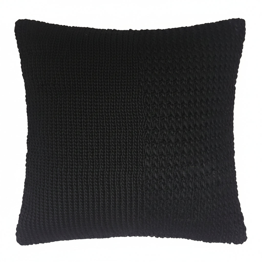 Schwarzer Loop - Schal aus Wolle & Viskose – Strukturstrick - Folad Home & Style