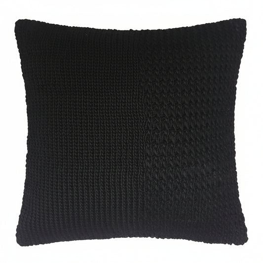 Schwarzer Loop - Schal aus Wolle & Viskose – Strukturstrick - Folad Home & Style