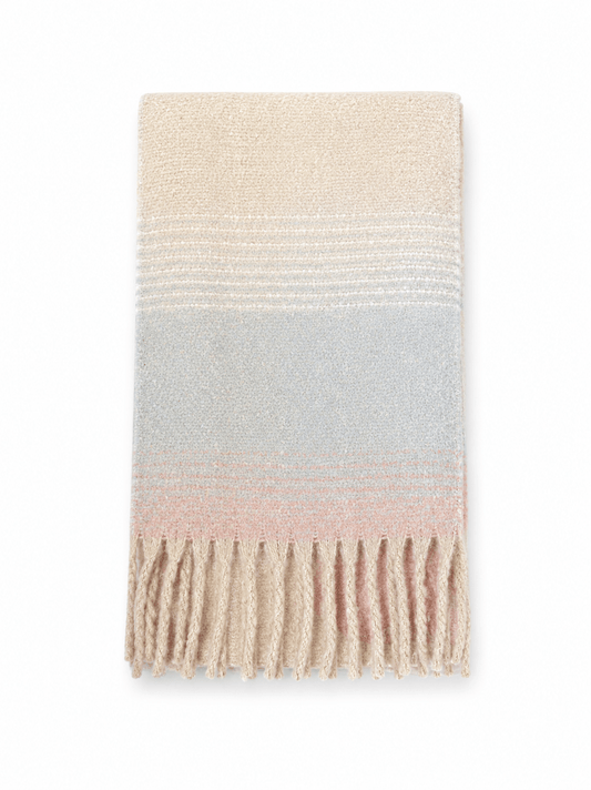 Flauschiger Schal Zartrosa-Hellblau – Warm & Weich - Folad Home & Style