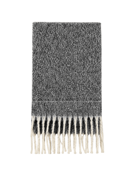 Warmer Schal mit Fransen in Schwarz/ Grau meliert - Folad Home & Style