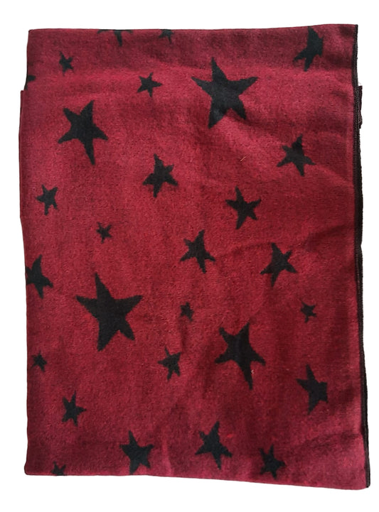 Loop-Schal in Rot mit schwarzen Sternen, kuschelig warm für den Winter