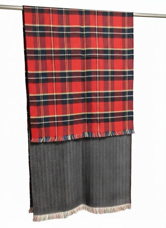 Schal Rot kariert mit Fransen – Warm & Elegant - Folad Home & Style