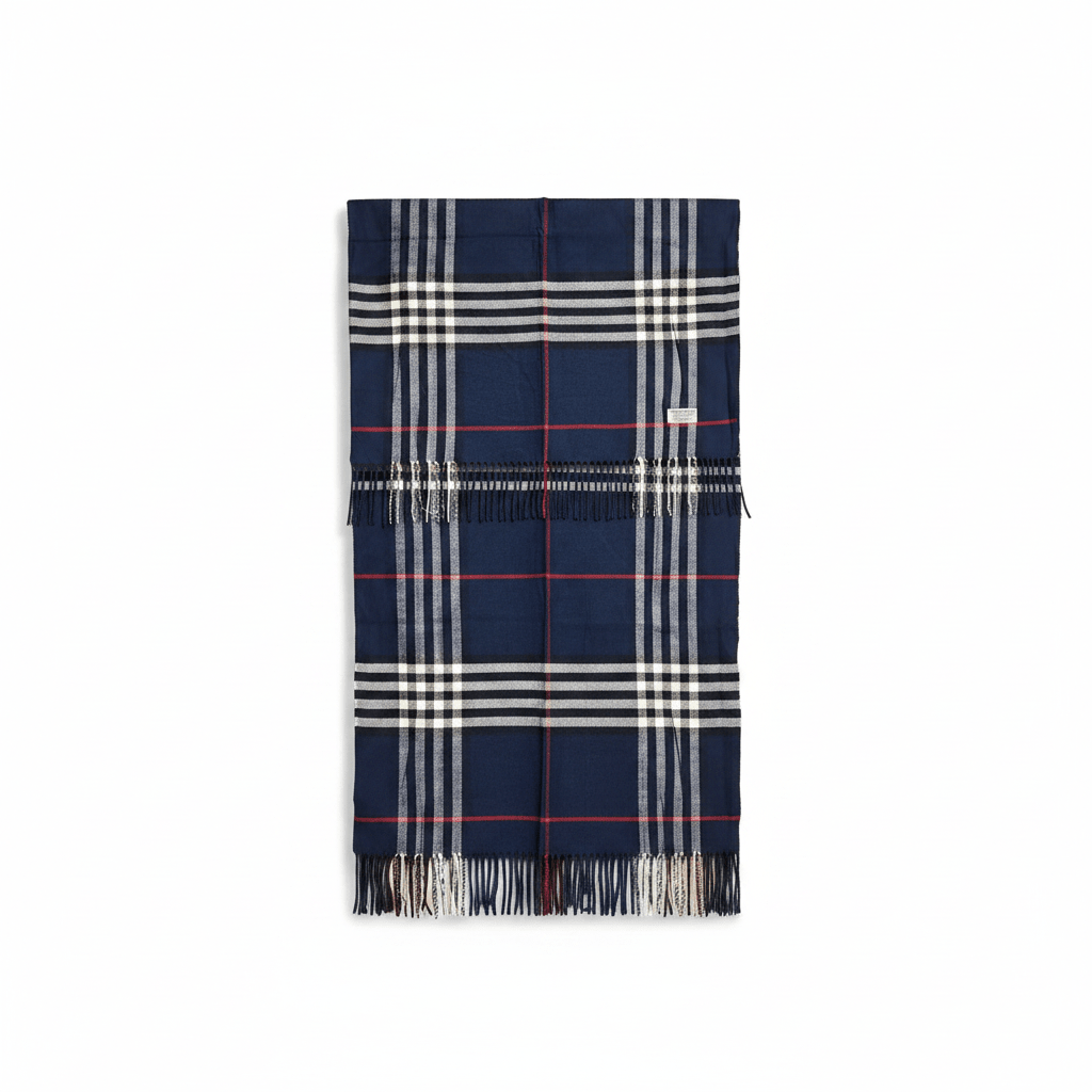 Schal Blau kariert – Cashmerefeel & Weich - Folad Home & Style