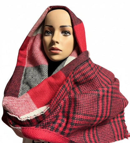 Winterschal Rot mit Karomuster – Warm & Klassisch - Folad Home & Style