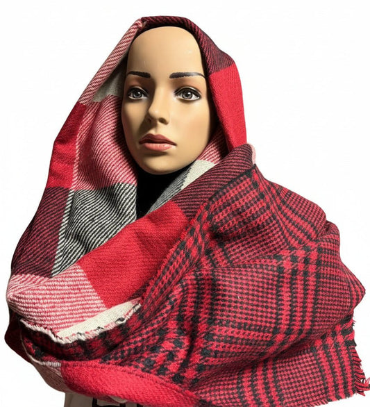 Winterschal Rot mit Karomuster – Warm & Klassisch - Folad Home & Style