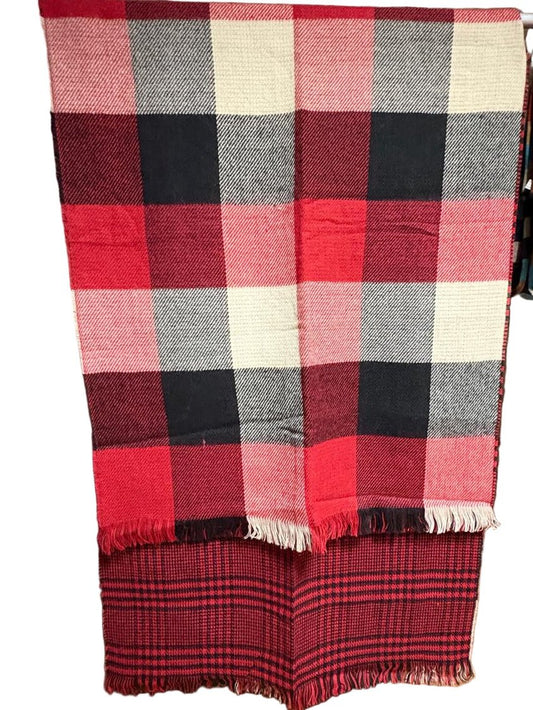 Winterschal Rot mit Karomuster – Warm & Klassisch - Folad Home & Style
