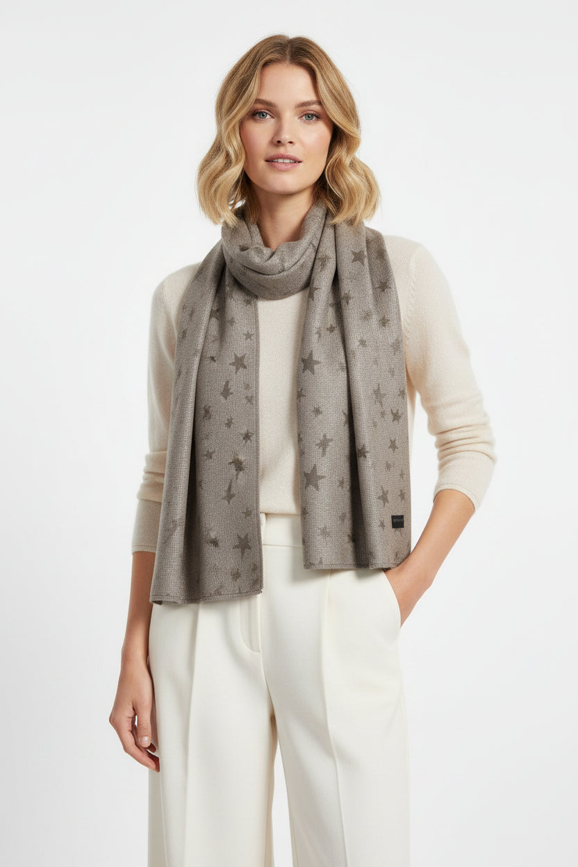 Eleganter Glitzer - Schal Silber - Grau - Kleine Sterne - Folad Home & Style