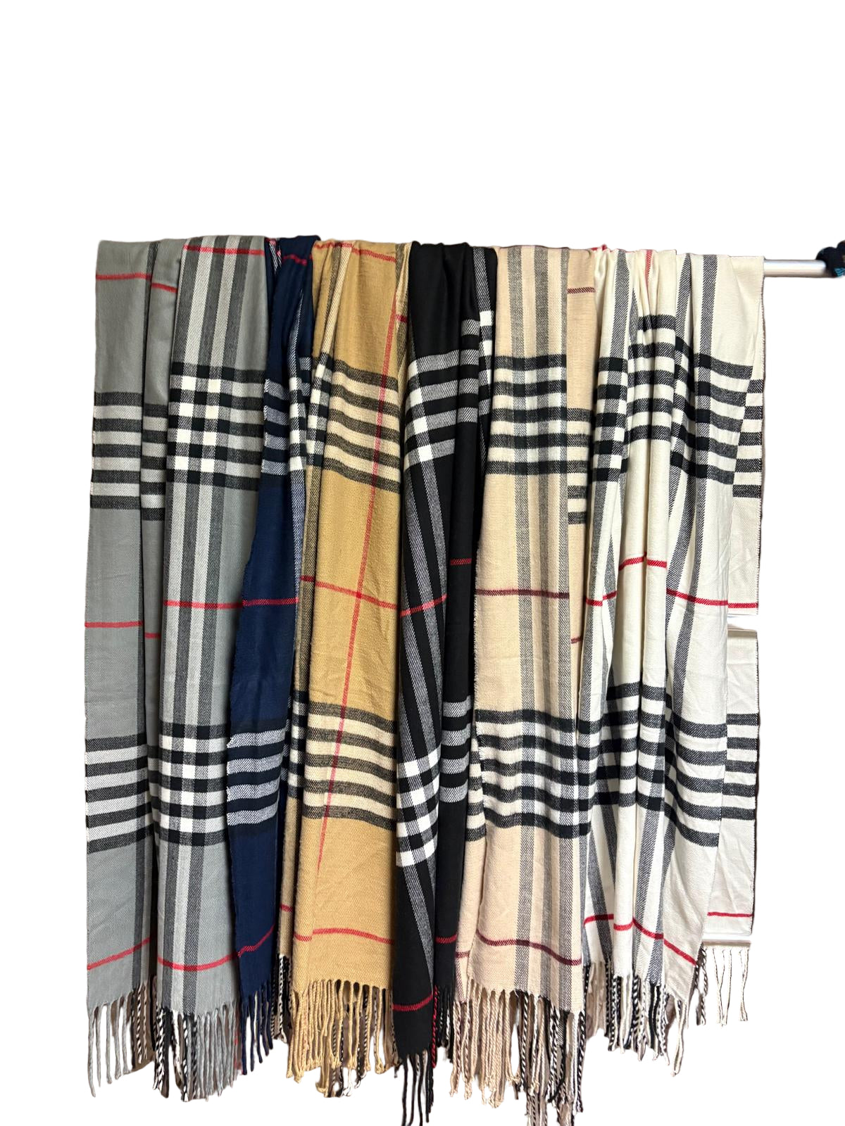 Damenschal mit Karomuster in Rot, Schwarz und Weiß, Cashmere-Feeling