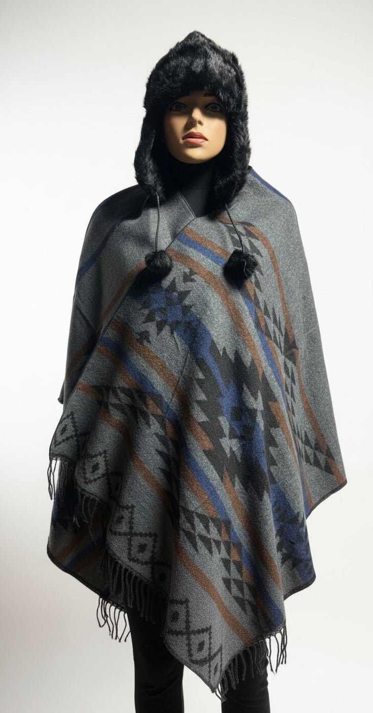 Ethno - Poncho in warmen Farben – Traditionell & Stylisch - Folad Home & Style