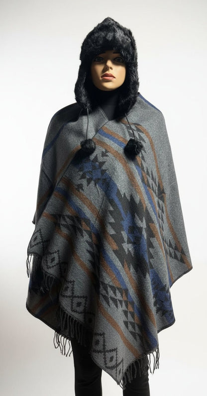 Ethno - Poncho in warmen Farben – Traditionell & Stylisch - Folad Home & Style