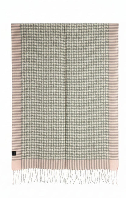 Winterschal, Grau/Weiß kariert mit rosa Rand - Folad Home & Style