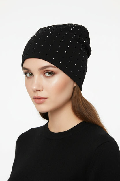 Glitzer - Beanie mit Strasssteinen – Damen Wintermütze - Folad Home & Style