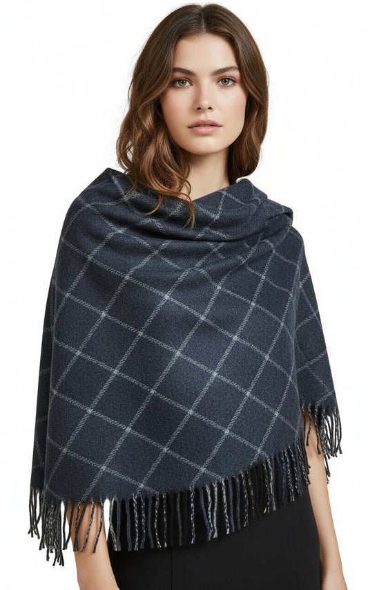 Winterschal Schwarz mit Karomuster – Warm & Elegant - Folad Home & Style