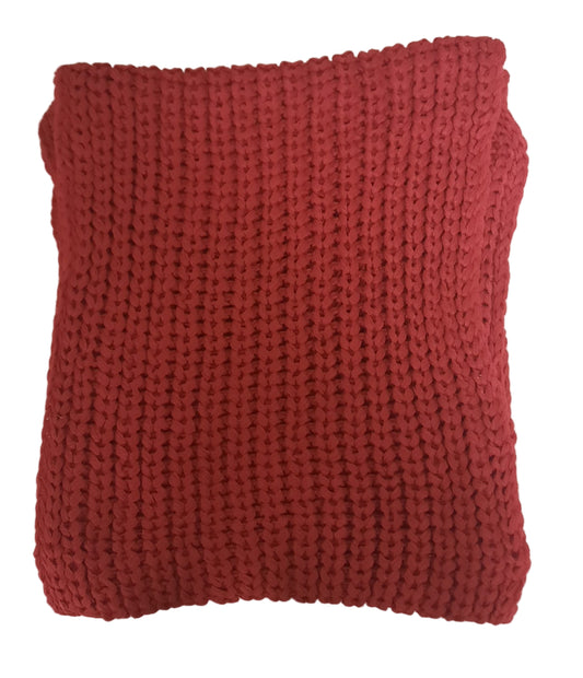 Roter Strickloop für den Winter, Detailansicht der Strickstruktur