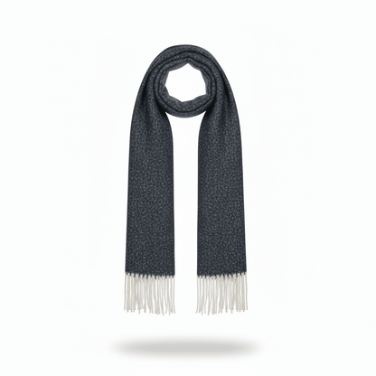 Winterschal Dunkelblau meliert mit Fransen – Warm & Flauschig - Folad Home & Style