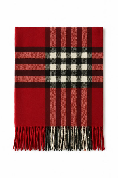 Damenschal mit Karomuster in Rot, Schwarz und Weiß, Cashmere-Feeling